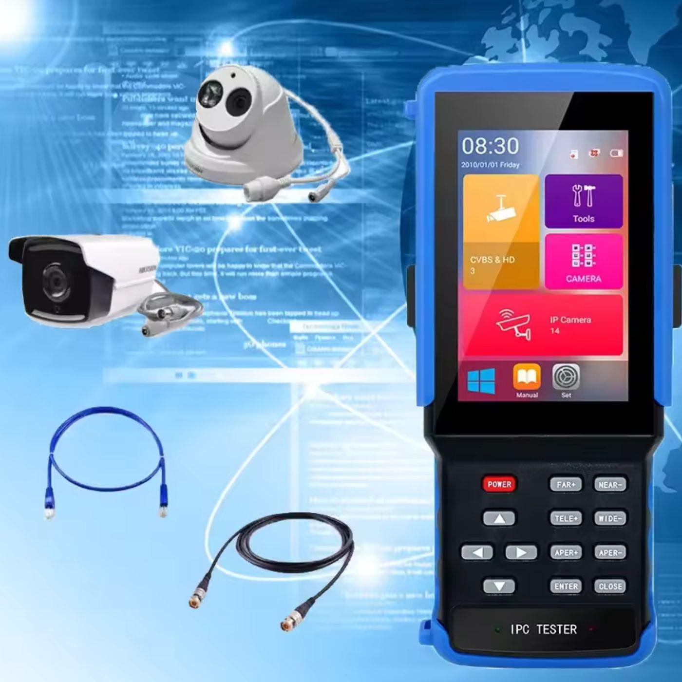 Testeur de Caméras de Surveillance IPC9310SN – IP / AHD / TVI / CVI / CVBS – 8MP & 4K H.265