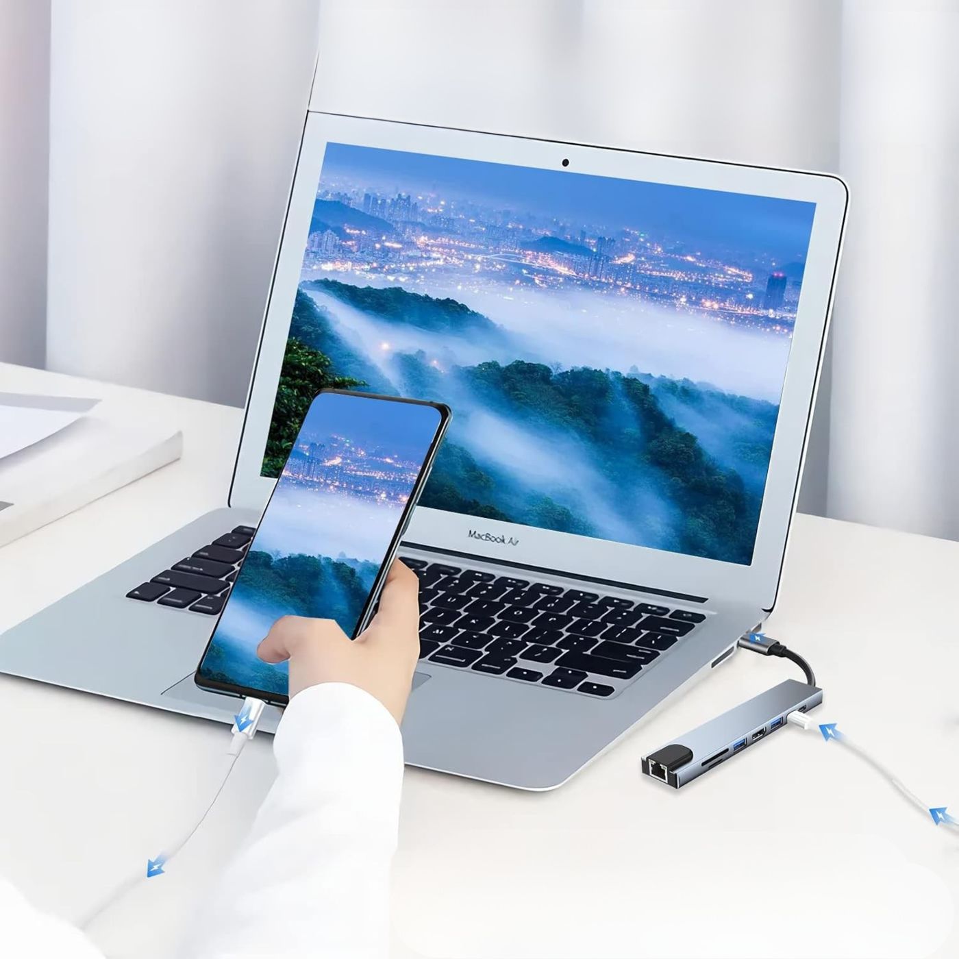 Adaptateur Type USB C, Station d’accueil 8 en 1 avec HDMI