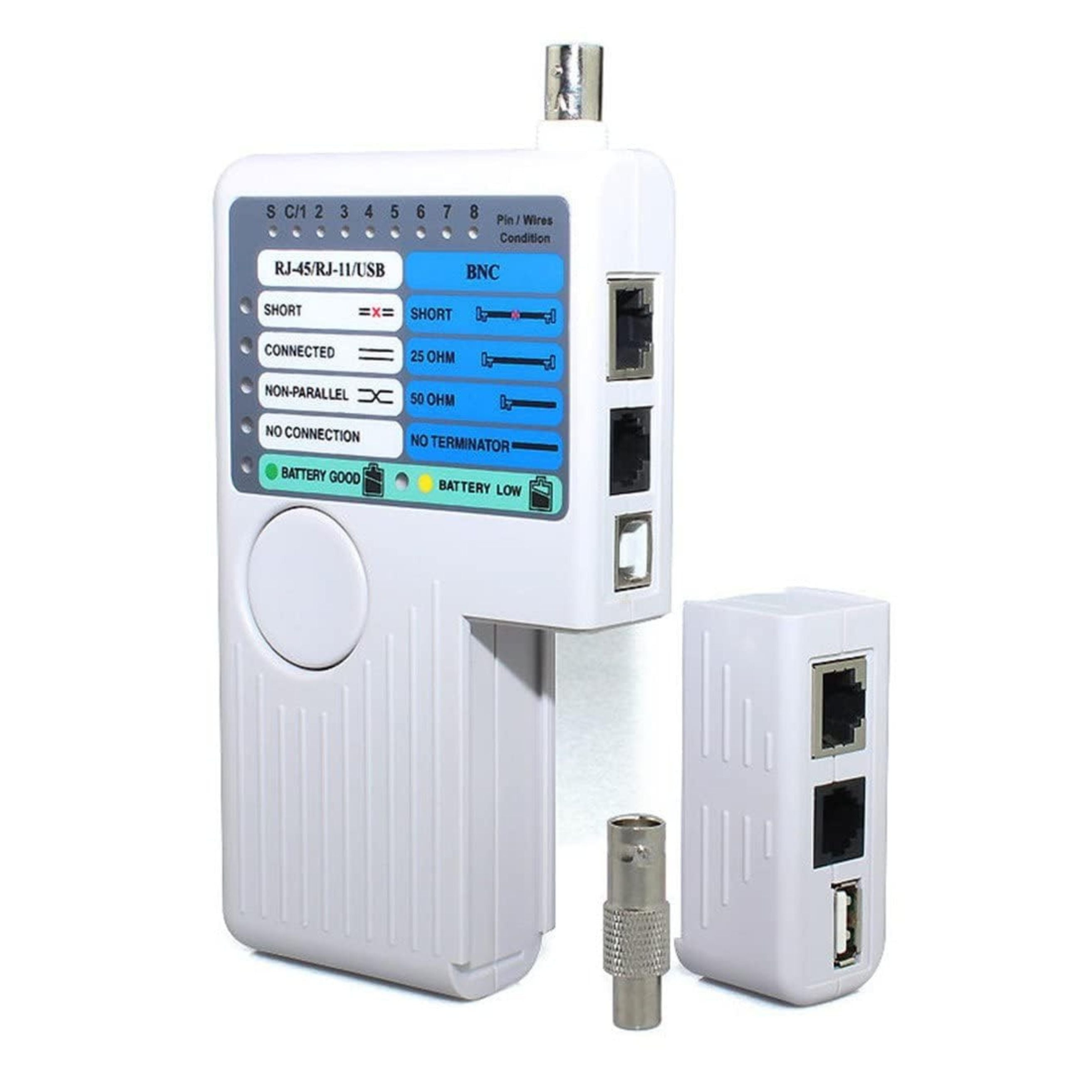 Testeur de Câbles Multiports YW-3468 – RJ45 / RJ11 / USB / BNC | LED | Indication de Batterie
