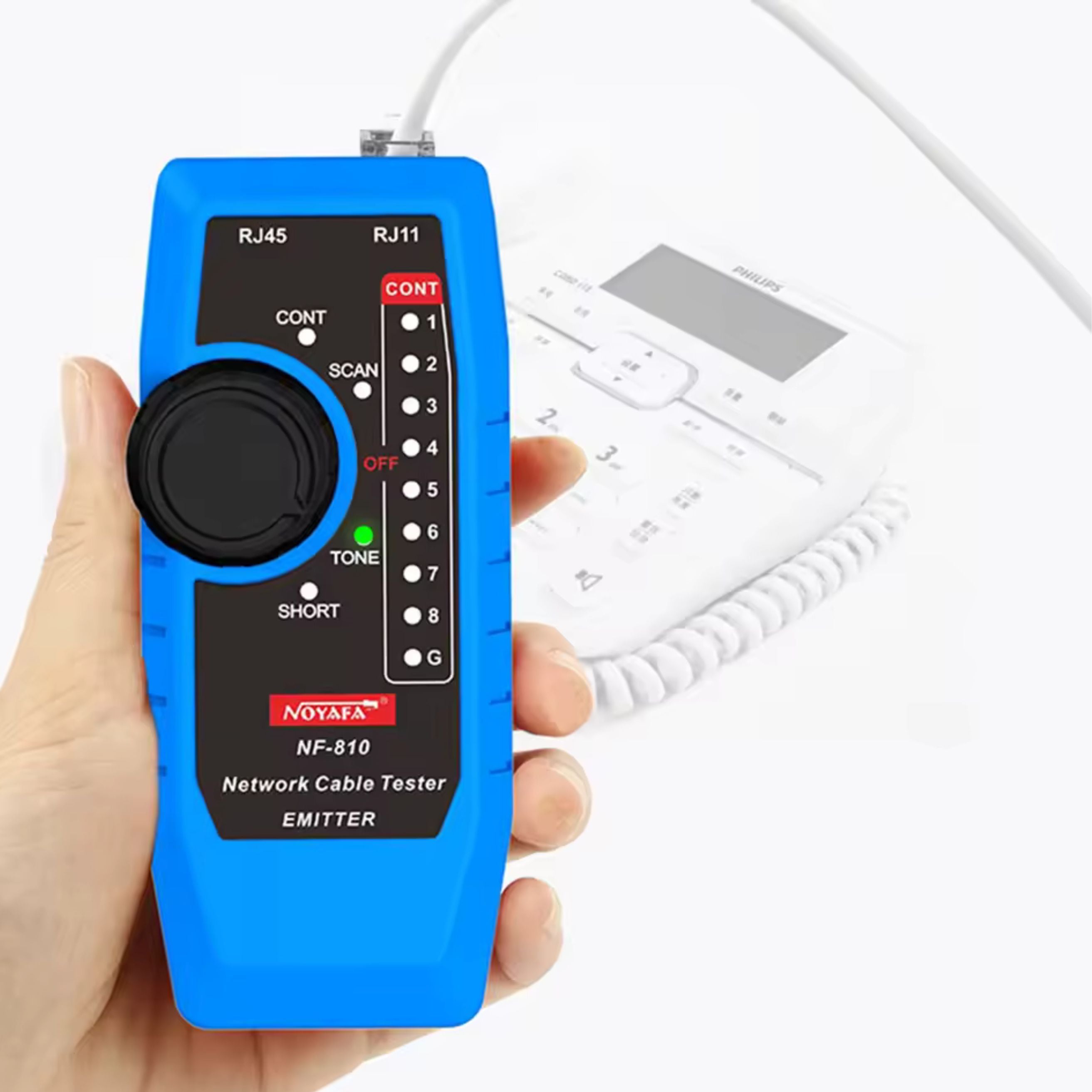 Testeur de Câbles Réseau Multifonction – RJ45 / RJ11 / PoE / Wiremap | LED + Casque