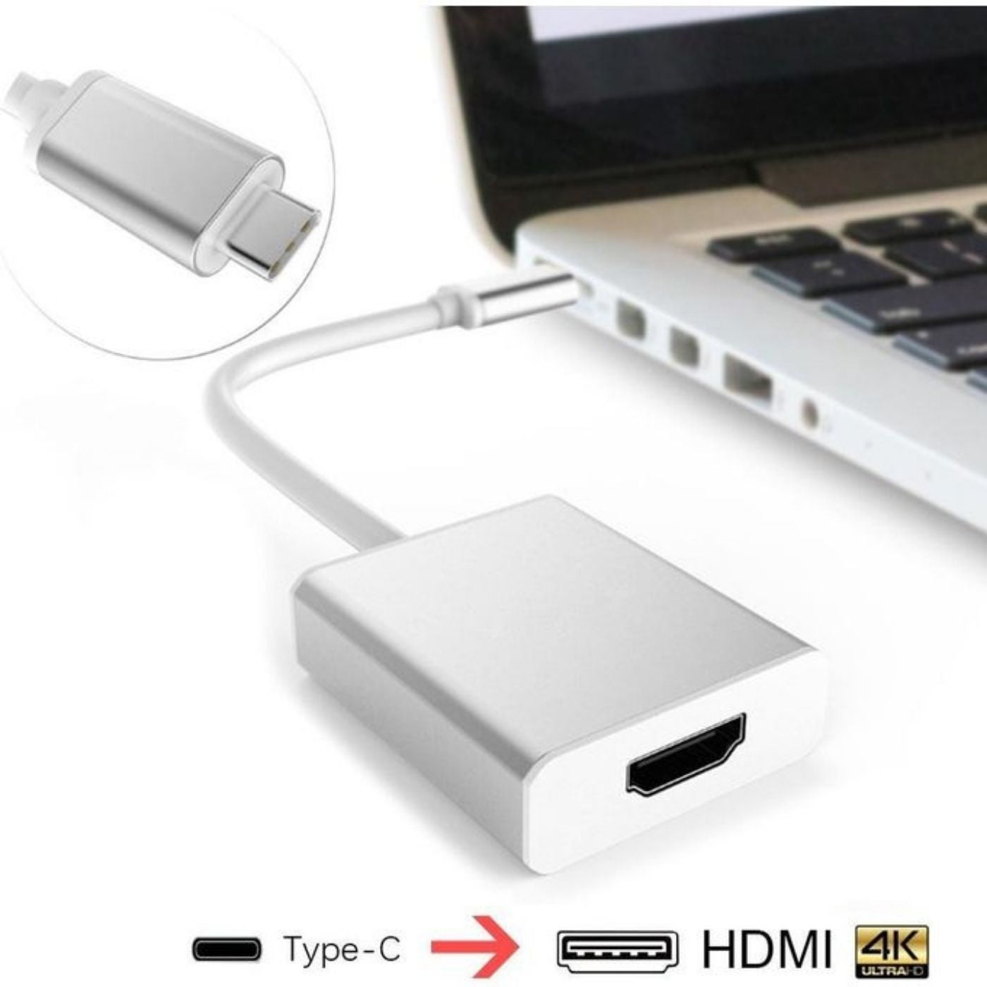 USB-C vers HDMI - Adaptateur 4K Type-C - Ultra HD 4K - Argent